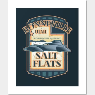 Bonneville Salt Flats International Speedway Vintage Retro Style Illustration Posters and Art